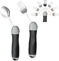 Weighted & Swivel Adaptive Utensils for Hand Tremors,Parkinson‘s - Comfort Grip Silverware Set, Eating Aids for Arthritis, Elderly & Weak Hands (Spoon & Fork)