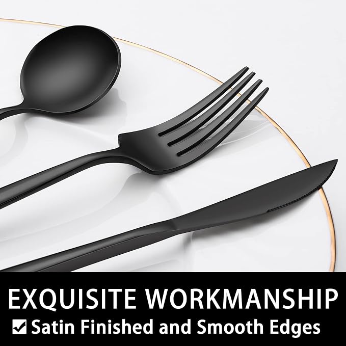 30-Piece Black Silverware Set, Flatware Set - Image 4