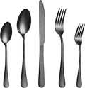 40 Pcs Black Silverware Set for 8, Food Grade Stainless Steel Flatware Set by Lazycorner