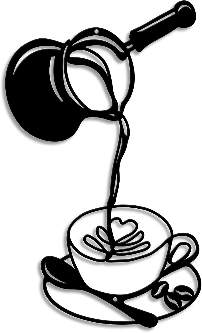 Oubasa Metal Pour Coffee Cup Wall Decor, Minimalist Cafe Themed - Image 3