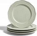salad plates set of 4, 10.5 inch Reactive Glaze Stoneware Dinner Dish Set for Dessert, Salad, Appetizer, platos de ceramica Dishwasher & Oven Safe, Scratch Resistant-Sesame White