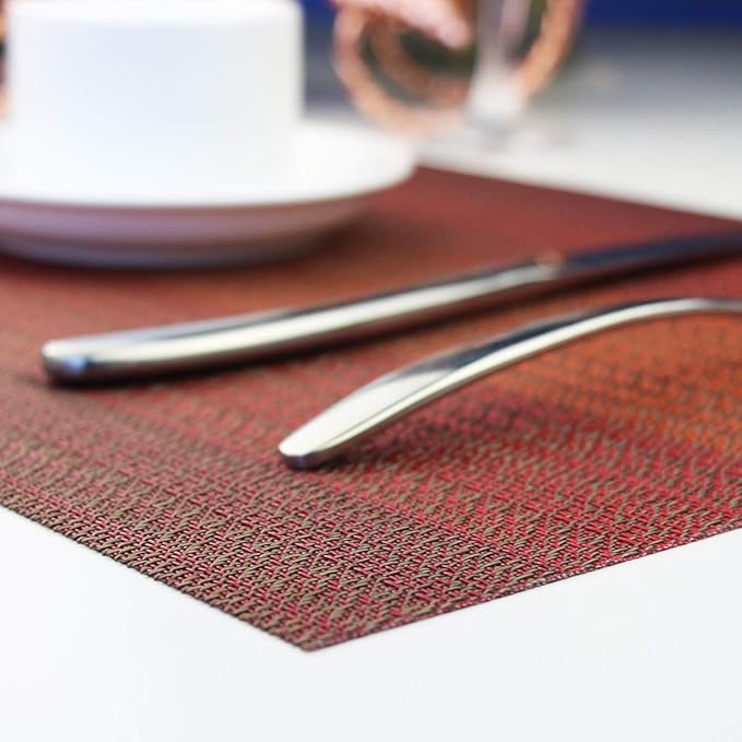 PIGCHCY 72 inches Table Runner,Table Centerpiece, Heat Resistant Vinyl Woven Washable Table Mats Sets (Scarlet Red)