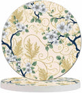 Elegant Floral Pattern Drink Coaster for Tabletop Protection Japanese Spring Style Fashion Flowers Non-Slip Cups Place Mats Home Decor Diatomite Material for Men Women