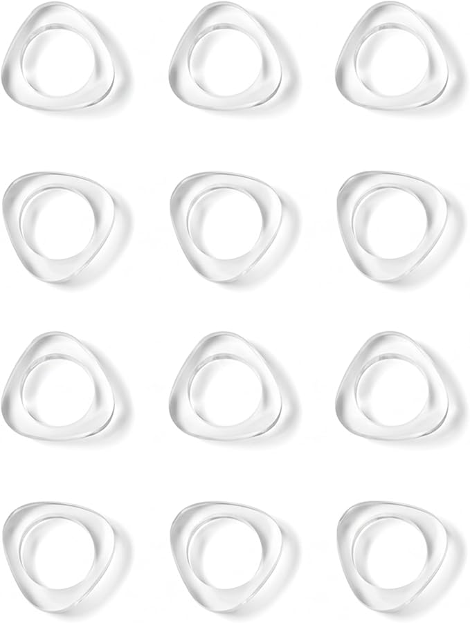 ALPHA Living HOME Clear Acrylic Napkin Rings - Set of 12 Modern Oval Beveled Holders for Cloth Napkins | Elegant Serviette Rings for Dining Table, Wedding, Party & Holiday Décor (Transparent)