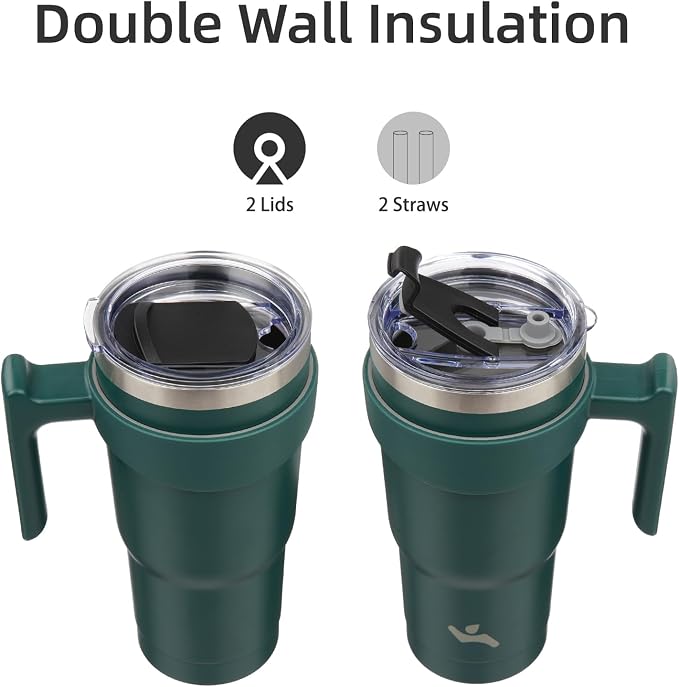 Konokyo 20 oz Tumbler with Handle and Straw, Insulated Travel Mug | Lavender; - Image 3