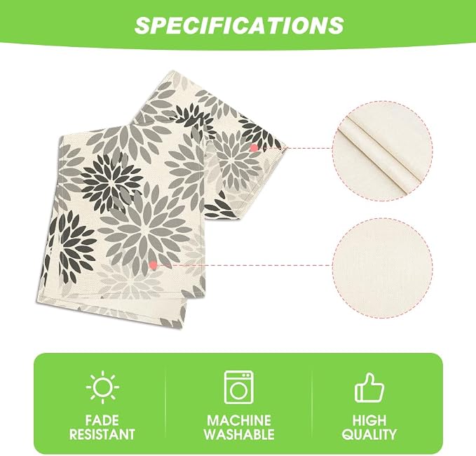 Artoid Mode Grey Floral Pinnata Dahlia Table Runner, Seasonal Kitchen Dining - Image 6