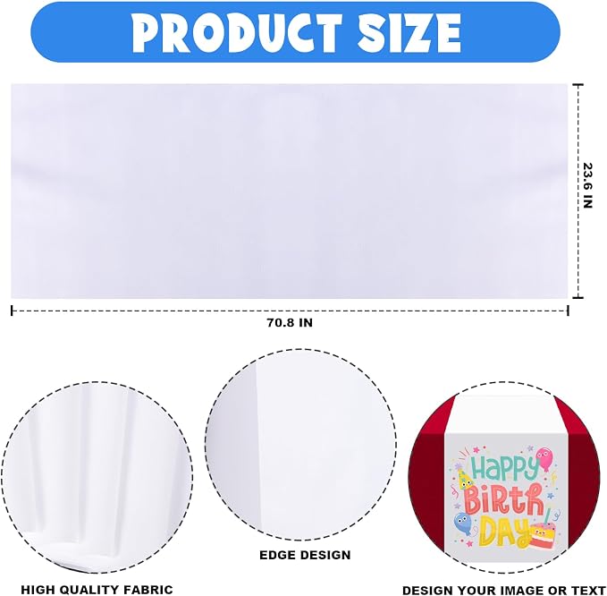 4 Pcs White Table Runner, Polyester Sublimation Heat Transfer Blanks Table - Image 2