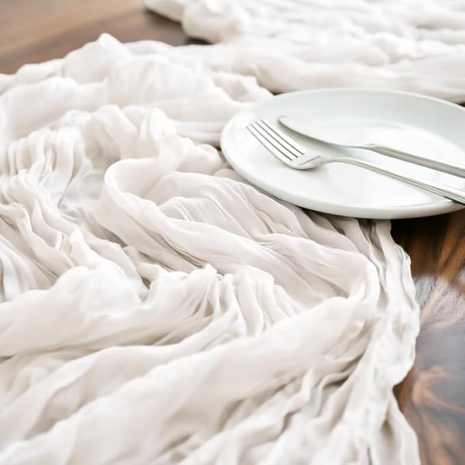 Ivory Cheesecloth Table Runner 160 Inches 14 Ft Gauze Table Runner | Summer - Image 4