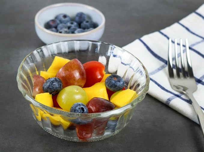 HillSpring Small Glass Bowls for Dessert, or Nuts, 4.5" Textured Bowls Set for - Image 3