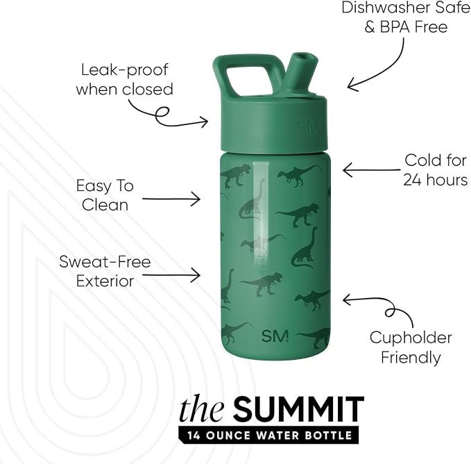 Simple Modern Kids Water Bottle & Toddler Cup | 14oz | Dinosaur | Insulated - Image 2