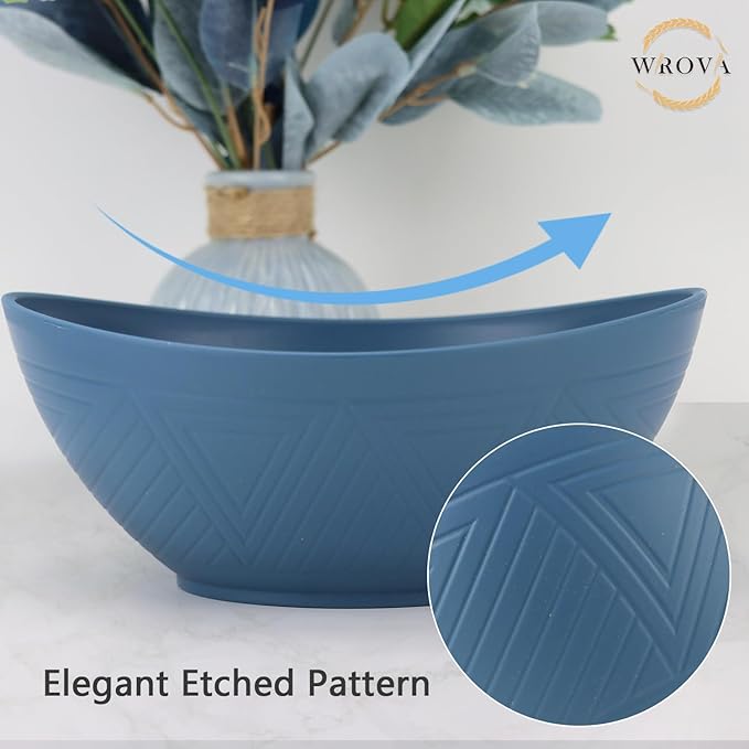 Wrova 65oz Big Salad Bowls - Large Wheat Straw Bowls set of 6 - Unbreakable Serving Bowls - Microwave & Dishwasher Safe Bowl for Cereal,Salad - Vibrant Series