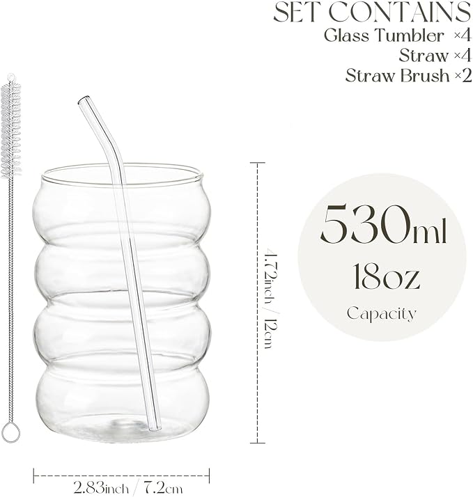 KEMORELA 18oz Wave Shape Beverage Glasses - Image 3