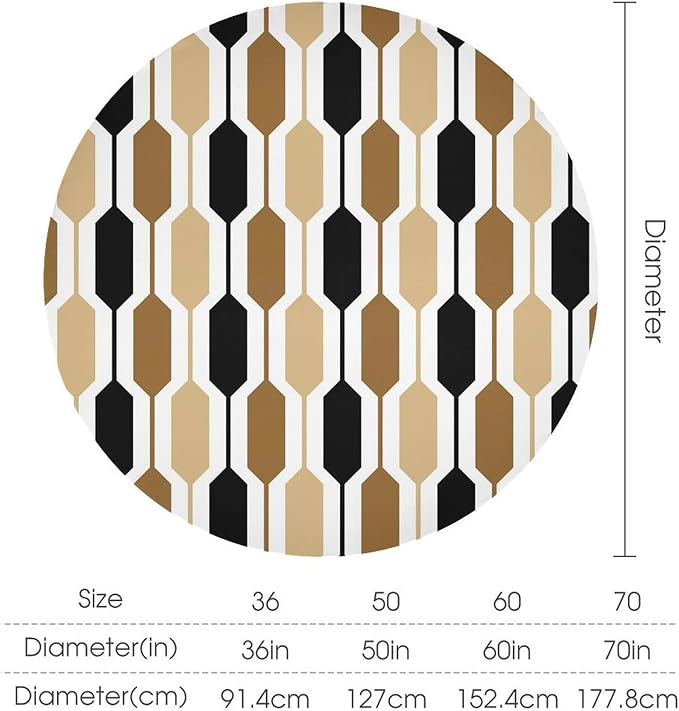Abstract Boho Geometric Round Tablecloth, Mid Century Modern Geometric Art Retro Print Tablecloth for Home Party Dining Room Kitchen Decor 36Inch(90cm)