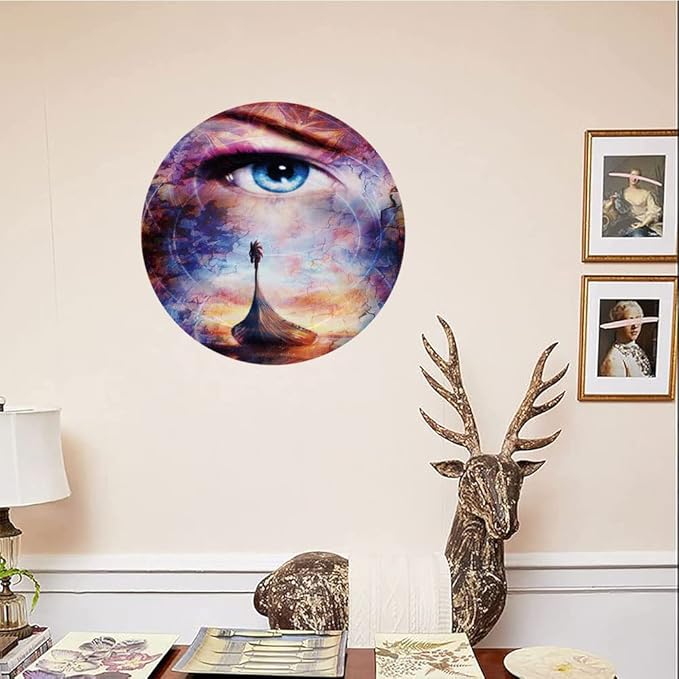 Decorative Plates, Viking Print Ornament, Boat On The Beach and Woman Eye Boat with, 8 Inch, 1 Plate with 1 Display Stand, Multicolor