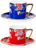 KAMMAK Tea Cup and Saucer, Ceramic Coffee Cups, 7.4 oz, Afternoon Tea and by KAMMAK