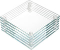 Set of 6 Square Glass Drink Coasters, 3.5"x3.5" Crystal Coasters by YOUEON