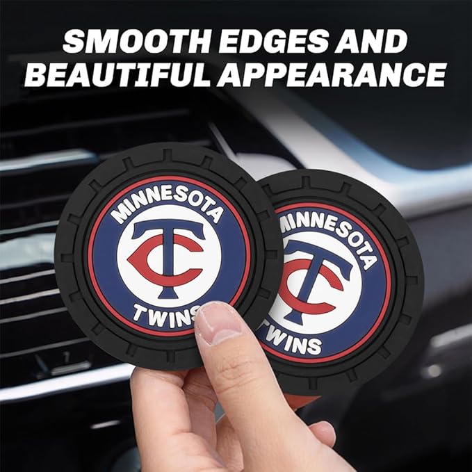 Silicone Twins Car Cup Holder Coasters,Baseball Fans Car Coasters for Minnesota Twins Fans, Non-Slip Universal Fit Cup Holder Insert