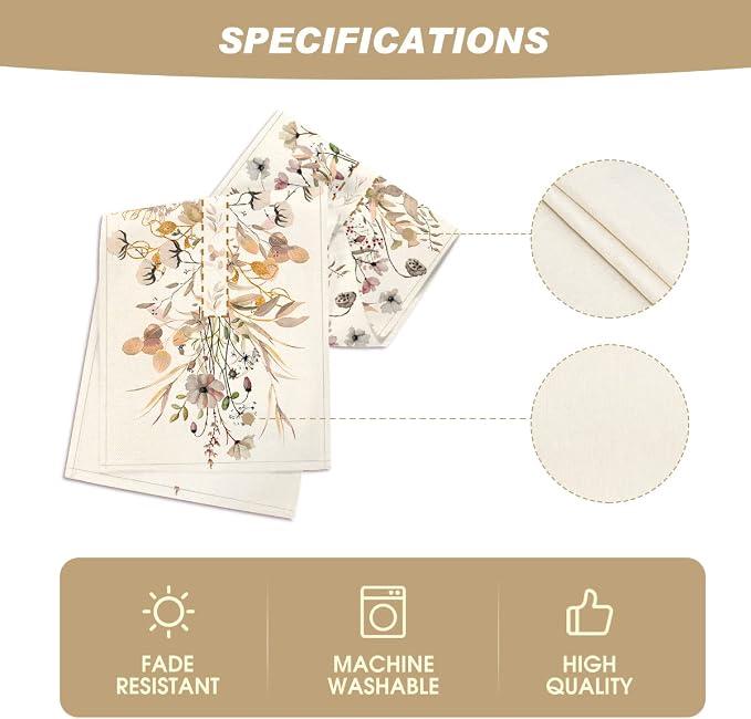 Artoid Mode 210 GSM Fall Table Runner 13x48 Inch Home Party Decor | Wildflower - Image 5
