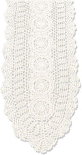 Cotton Handmade Crochet Lace Oval Table Runner Beige 12x72 Inch by KEPSWET