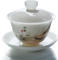 Liang baobao Ice Jade White Porcelain Gaiwan, 5oz Teacup Suet-fat Jade by Liangbaobao