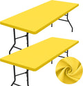 homing 2 Pack Rectangle Table Cloth, Elastic Fitted Fabric Tablecloth Fits for 8 Foot Folding Tables, Washable Table Cover for Picnic, Camping, Indoor & Outdoor (Yellow, 30" x 96")