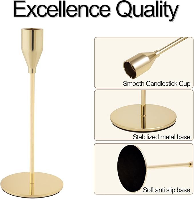 Gold Taper Candle Holders for Wedding Table Centerpiece,Tall Taper Candlestick Holders Bulk Set of 27,Metal Candle Stick Holder for Table or Mantel Centerpiece,Dinning,Festival,Party Home Decor