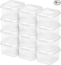 Sterilite 12-Pack FlipTop Stackable Square Small Storage Bin with Hinging Lid, Clear