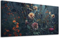ADJUVANT Wall Art Impressionist Floral 60"L x 30"W, Dark Toned Blossoms With Lush Foliage Canvas Painting Enchanting Flowers Artwork Prints Floral Wall Decor for Living Room Bedroom Study Home Office