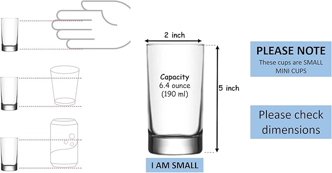 BOHEM'S Small Juice Glasses, Mini Clear Glass Cups Tumblers, Drinking Glassware - Image 4