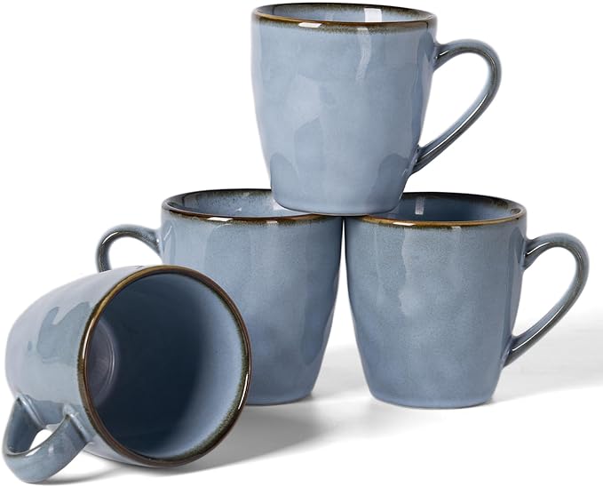 famiware Coffee Mugs Set of 4, Ocean Round 11.5oz Coffee Cup Set by Famiware
