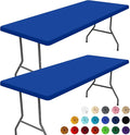 Spandex 6 Foot Rectangle Table Cloth 2 Pack, Elastic Fitted Tablecloths for Picnic, Stretch Washable Patio Table Cover for Outdoor, Camping, Banquet and Parties (Blue, 30"x72")
