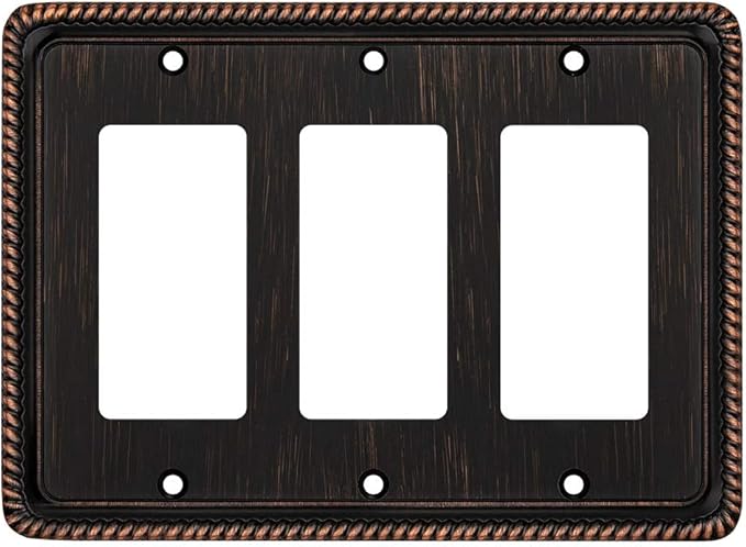 Henne Bery Rope Edge Decorative Wall Plate Switch Plate Outlet Cover (Triple Decorator, Aged Bronze)