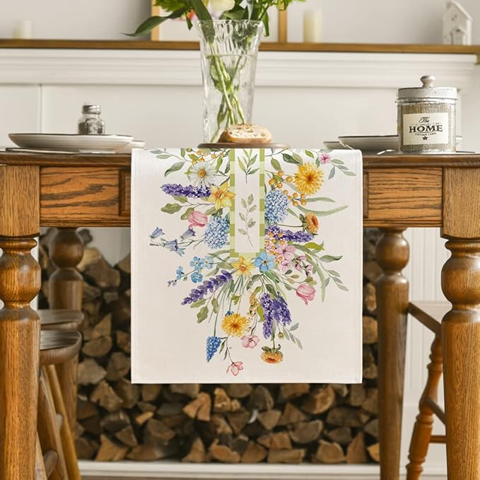 Artoid Mode Bloom Flowers Tulip Spring Table Runner, Seasonal Easter Holiday - Image 2