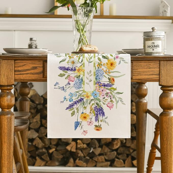 Artoid Mode Bloom Flowers Florals Lavender Summer Table Runner, Seasonal Spring - Image 2