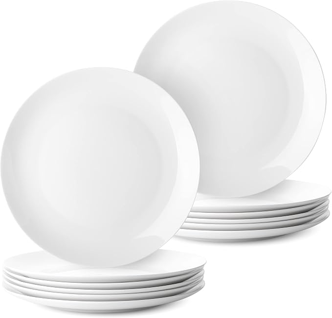 BTaT- White Dinner Plates, 10.5 inch, Restaurant Dishes by BrewToATea