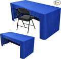 Nasitos 2 Pack Royal Blue 6ft Table Cloth Fitted-Open Back Folding Table Cover Washable Fabric and Wrinkle Resistant Table Cloth for Trade Show, Book Fair, Career Fair, Convention, Events