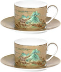 KAMMAK Tea Cups and Saucers Set of 2, Porcelain Coffee Cups, JBE009 | Stackable by KAMMAK