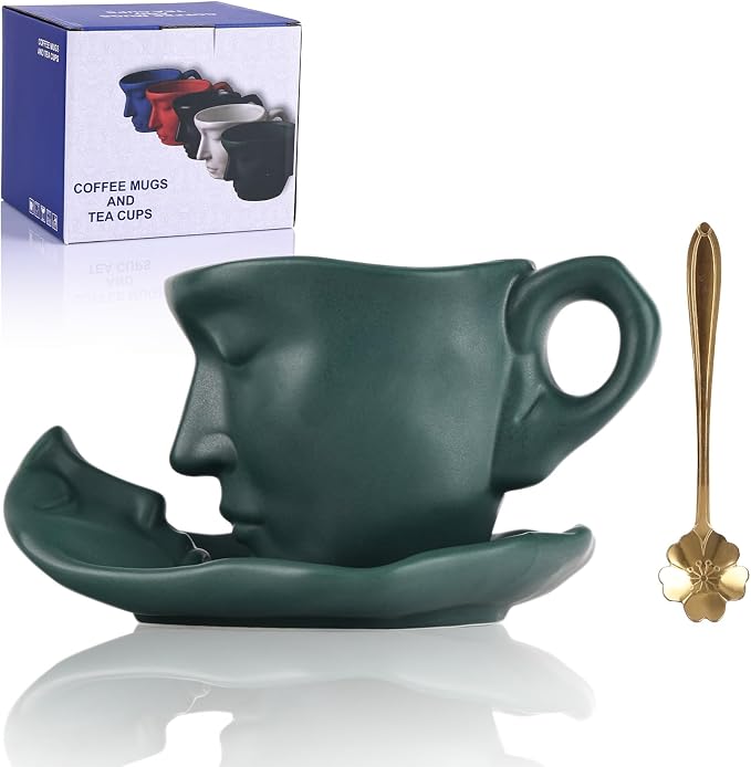 oliruim Green Coffee Cup and Saucer Set by oliruim