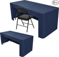 Nasitos 2 Pack Navy 6ft Table Cloth Fitted-Open Back Folding Table Cover Washable Fabric and Wrinkle Resistant Table Cloth for Trade Show, Book Fair, Career Fair, Convention, Events