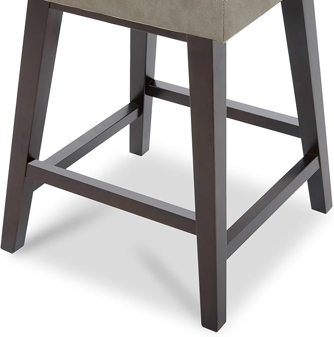 CHITA Counter Height Swivel Bar Stools Set of 4, FSC Certified Upholstered Faux Leather Barstool Chairs with Back, 26.8" H Seat Height, PU Leather in Stone Gray