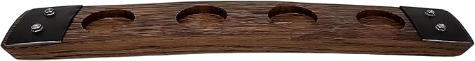 Barrel Stave Premium 4 Glass Whiskey Flight Serving Tray No Glasses Included, Red Mahogany