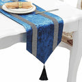 Fancy Blue Table Runner, Ombre Velvet, Modern Style by Jiino