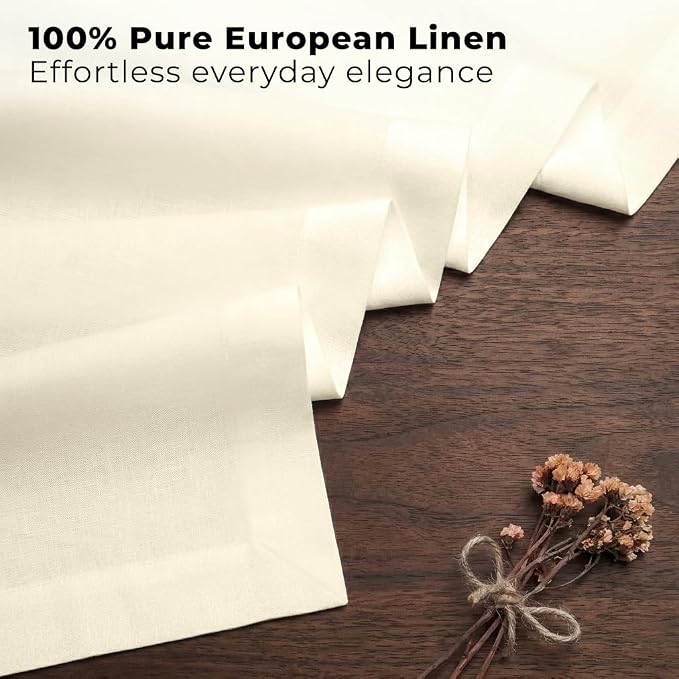Classic Linen™ by D'Moksha Ivory Table Runner 120 Inches Long, 100% Pure Linen - Image 2