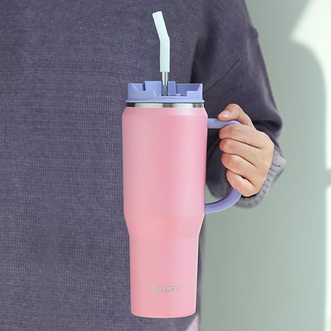 EALGRO 40 oz Tumbler with Handle, Insulated Tumblers with Lid and Straw | - Image 6