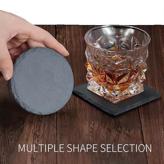 36pcs Black Slate Coasters Bulk Set 18 Round & 18 Square 4Inch Stone Coasters - Image 3