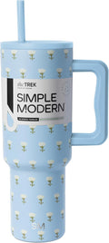 Simple Modern Tumbler with Handle and Straw | 40oz | Floral | Trek Tumbler by Unknown