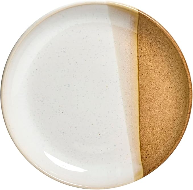 Sango 12 Pieces Stoneware Dinnerware Set, Glossy Caramel & Cream Dishes - Image 7