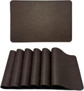 Premium Faux Leather Placemats Set of 6 – Waterproof, Heat-Resistant, Reversible & Non-Slip Table Mats for Kitchen, Dining, Indoor/Outdoor Use (Black Brown)