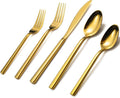 Alata Cube Gold 20-Piece Flatware Set, Forged Cutlery Set, Mirror Finish by Alata