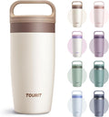 TOURIT Travel Coffee Mug 16 oz, Leakproof 2-Part Drink Lid Tumbler, Off-White | by TOURIT